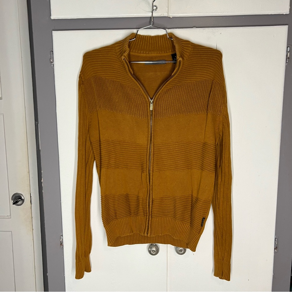 Sean John Brown Full Zipper Sweater Size Medium